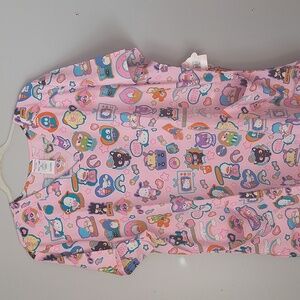 NWT Hello Kitty & Friends  Tooniforms Sanrio Pink Scrub Top Kerappi My Melody